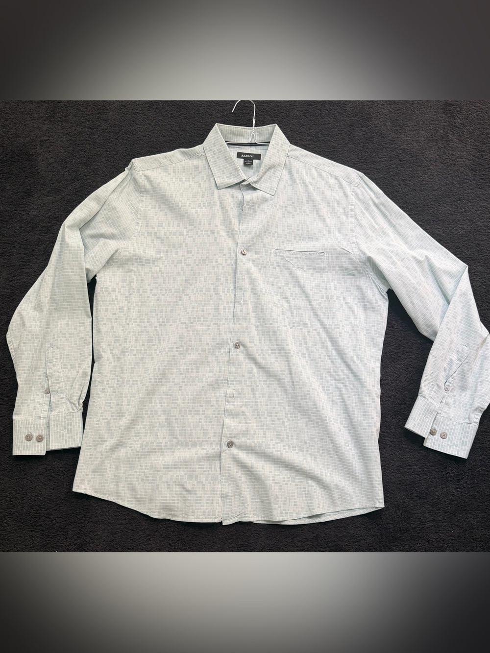 Alfani Men's Light Gray Subtle Geometric Dress Shirt